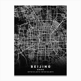 Beijing China Black Map - Zoomed Canvas Print