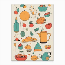 Doodles Of Food Canvas Print