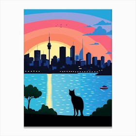 Sydney, Australia Skyline With A Cat 2 Canvas Print