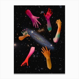 Retro Science Fiction Hands In Space Canvas Print