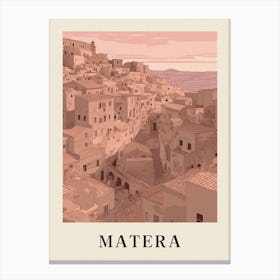 Matera Vintage Pink Italy Poster Canvas Print
