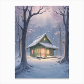 Winter Cabin In The Woods Canvas Print