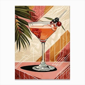 Art Deco Tropical Background Cocktail 1 Canvas Print