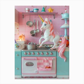 Toy Unicorn In The Toy Kitchen Canvas Print