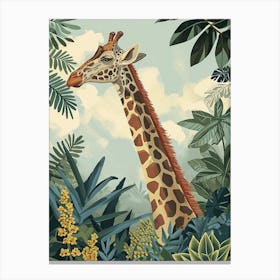 Giraffes Looking Over The Leaves 3 Canvas Print