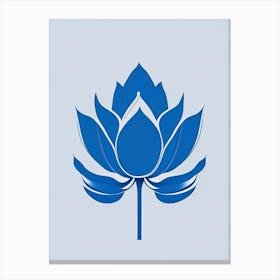 Blue Lotus Retro Minimal 7 Canvas Print