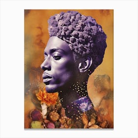 Afro Collage Portrait Purple 14 Canvas Print