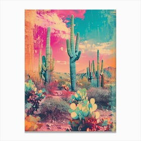 Retro Cactus Wonderland 3 Canvas Print