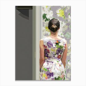 Woman In A Floral Dress Canvas Print