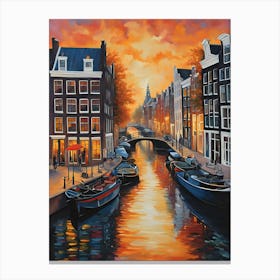 Sunset In Amsterdam Canvas Print