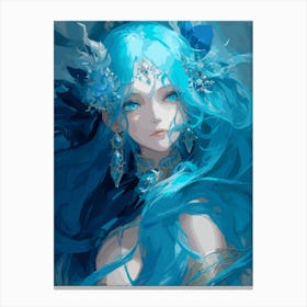 Blue Haired Girl Canvas Print