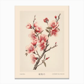Sakura Cherry Blossom 4 Vintage Japanese Botanical Poster Canvas Print