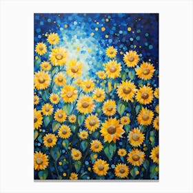 Sunflowers In The Night Sky Canvas Print