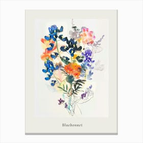 Bluebonnet 5 Collage Flower Bouquet Poster Canvas Print