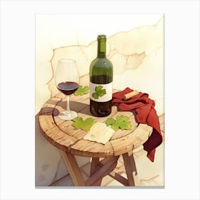 Wine Bottle On A Table Canvas Print