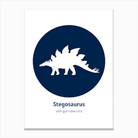 Dinosaur Stegosaurus Blue Nursery Canvas Print