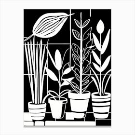 Lion cut inspired Black and white Garden plants & flowers art, Gardening art, 232 Canvas Print