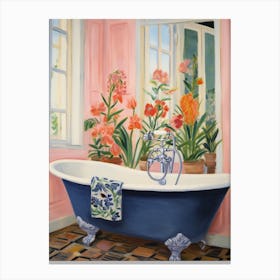 A Bathtube Full Of Snapdragon In A Bathroom 4 Canvas Print