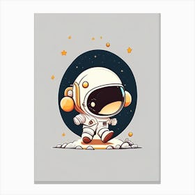 Astronaut Doing Moon Walk Cute Kawaii Canvas Print
