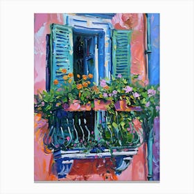 Balcony Painting In Rome 3 Canvas Print
