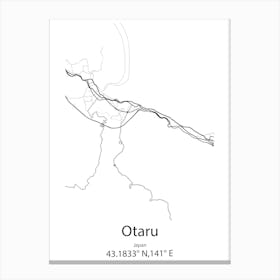 Otaru,Japan Minimalist Map Stampe su tela