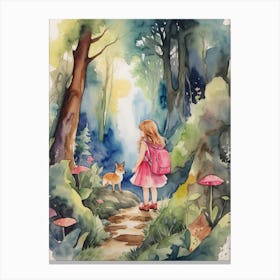 Little Girl In The Woods Canvas Print