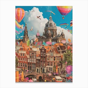 Amsterdam   Retro Collage Style 2 Canvas Print
