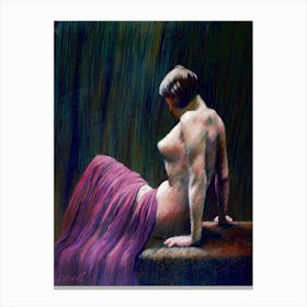 Nude Sitting On Table (2011) Canvas Print