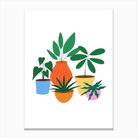 Happy Plant Pots Canvas Print