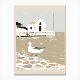 Seagull By The Shore Canvas Print