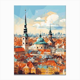 Kraków, Poland, Geometric Illustration 4 Canvas Print