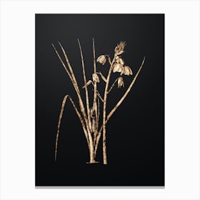 Gold Botanical Slime Lily on Wrought Iron Black n.4844 Canvas Print