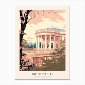 Monticello Virginia United States Travel Poster Canvas Print
