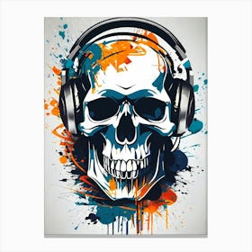 Skull With Headphones 129 Canvas Print