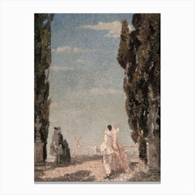 Couple In A Garden Vintage Antique Canvas Print