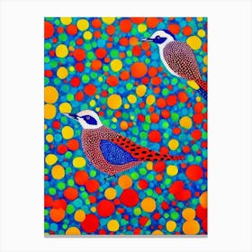 Woodpecker Yayoi Kusama Style Illustration Bird Canvas Print