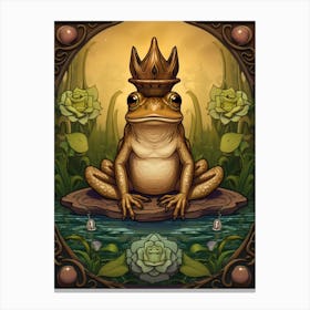 Wood Frog On A Throne Storybook Style 3 Canvas Print