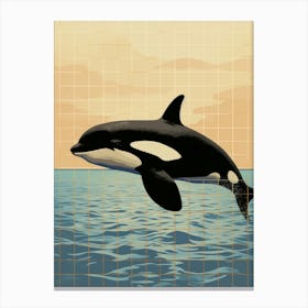 Orca Whale Grid Canvas Print