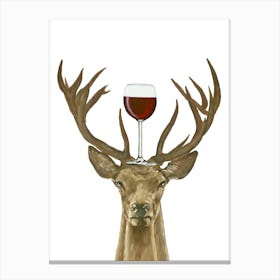 Deer With Wineglass Canvas Print