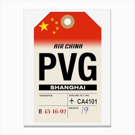 Shanghai (PVG) China Vintage Airline Luggage Tag Canvas Print