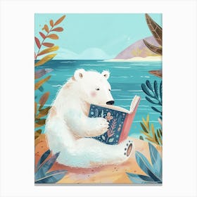 Polar Bear Reading Storybook Illustration 4 Canvas Print