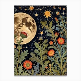 William Morris Moon And Flowers 7 Canvas Print