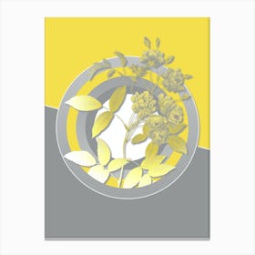 Vintage Lady Banks' Rose Botanical Geometric Art in Yellow and Gray n.073 Canvas Print