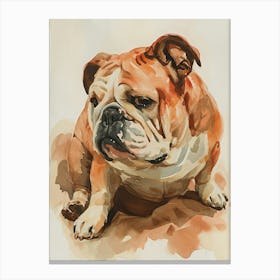 Bulldog Watercolor Painting 3 Canvas Print