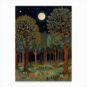 William Morris Night In The Forest 2 Canvas Print