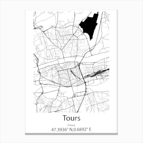 Tours,France Minimalist Map Canvas Print