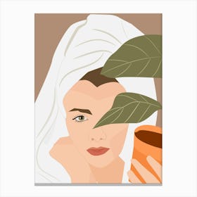 Woman With A Plant Canvas Print