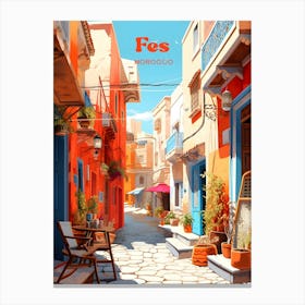 Fes Morocco Streetview Travel Art Canvas Print