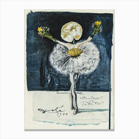 Salvador Dali Poster “Une Costume 'Pisenlit' Pour Pe Ballet 'Tristan Fou'” in 1944 Ballerina Art Print Flower Head Remastered Canvas Print