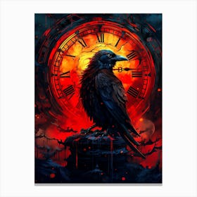 Raven Clock Canvas Print